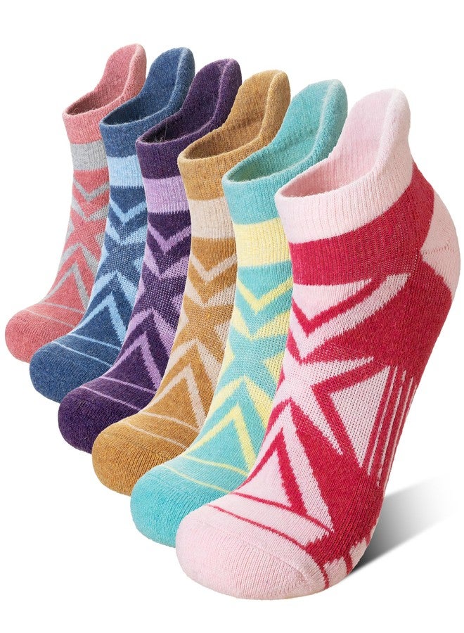 Eyean Merino Wool Ankle Running Socks Men Women Hiking Thick Half Cushioned Support No Show Socks 6 Pairs (Mixed Color A, Large) - Image 1
